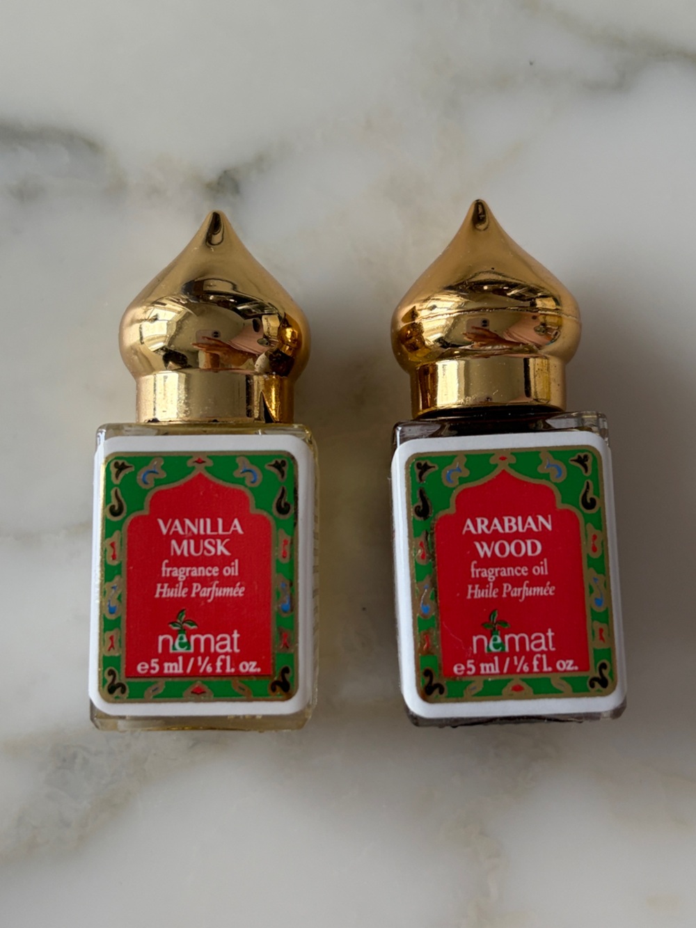 2 Nemat Fragrance Oils, Vanilla Musk and Arabian Wood, 5ml